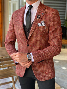 Abruzzo Brown Slim Fit Patterned Wool Suit-baagr.myshopify.com-suit-BOJONI