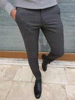 Load image into Gallery viewer, Bastoni  Dark Gray Slim Fit Linen Pants-baagr.myshopify.com-Pants-BOJONI
