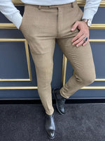 Load image into Gallery viewer, Bojoni Astoria Camel Slim Fit Plaid Wool Pants
