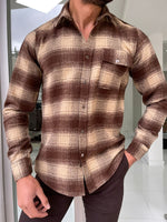 Load image into Gallery viewer, Bojo Brown Slim Fit Plaid Lumberjack Shirt-baagr.myshopify.com-Shirt-BOJONI

