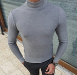 Load image into Gallery viewer, Elko Gray Slim Fit Mock Turtleneck Sweater-baagr.myshopify.com-sweatshirts-BOJONI
