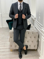 Load image into Gallery viewer, Shagori Gray Slim Fit Peak Lapel Suit
