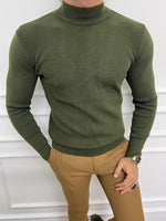 Load image into Gallery viewer, Bojoni Astoria Green Slim Fit Mock Turtleneck Sweater
