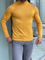 Load image into Gallery viewer, Casani Yellow Slim Fit Mock Turtleneck Sweater-baagr.myshopify.com-sweatshirts-BOJONI
