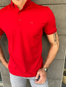 Giovanni Mannelli Slim Fit Red Polo Tees