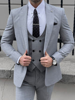 Load image into Gallery viewer, Louis Slim Fit Self Patterned Gray Suit
