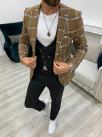 Load image into Gallery viewer, Areni Brown Plaid Slim Fit Suit-baagr.myshopify.com-1-BOJONI
