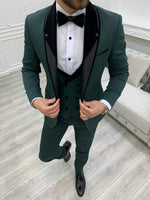 Load image into Gallery viewer, Partoni Royal Velvet Shawl Green Slim Fit Tuxedo-baagr.myshopify.com-1-BOJONI
