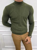 Load image into Gallery viewer, Leon Slim Fit Half Turtleneck Khaki Sweater
