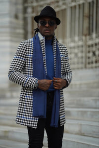 Thread Slim Fit Checkered Cachet Grey Coat