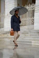 Load image into Gallery viewer, Bojoni Astoria Slim Fit Dark Blue Feather Detailed Winter Coat
