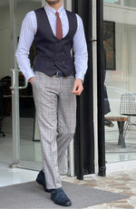Load image into Gallery viewer, Forenza  Navy Blue Slim Fit Double Breasted Wool Vest-baagr.myshopify.com-suit-BOJONI
