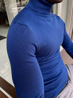 Load image into Gallery viewer, Casani Blue Slim Fit Turtleneck Sweater-baagr.myshopify.com-sweatshirts-BOJONI
