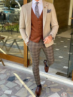 Load image into Gallery viewer, Abruzzo Beige Slim Fit Wool Suit-baagr.myshopify.com-suit-BOJONI
