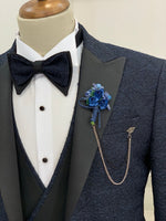 Load image into Gallery viewer, Partoni Diamond Navy Blue Slim Fit Tuxedo
