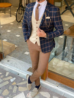 Load image into Gallery viewer, Abruzzo Blue Slim Fit Plaid Suit-baagr.myshopify.com-suit-BOJONI
