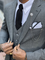 Load image into Gallery viewer, Boston Dark Gray Slim Fit Notch Lapel Wool Suit-baagr.myshopify.com-suit-BOJONI
