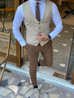 Load image into Gallery viewer, Forenza Beige Slim Fit Wool Vest-baagr.myshopify.com-suit-BOJONI
