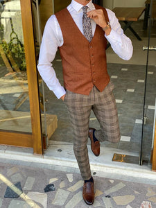 Forenza Brown Slim Fit Wool Vest-baagr.myshopify.com-suit-BOJONI