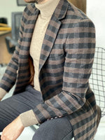 Load image into Gallery viewer, Clemson Brown Slim Fit Plaid Wool Long Coat-baagr.myshopify.com-Jacket-brabion
