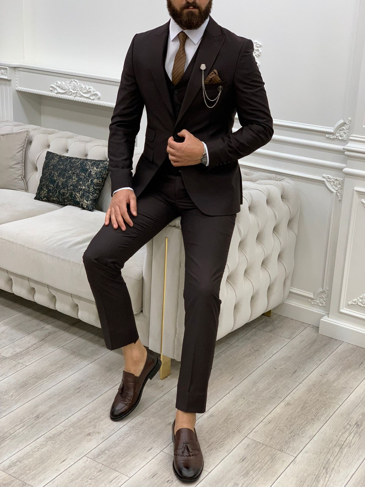 Bojoni Dayton Bitter Brown Slim Fit Suit