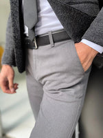 Load image into Gallery viewer, Bastoni Gray Slim Fit Cotton Lycra Pants-baagr.myshopify.com-Pants-BOJONI
