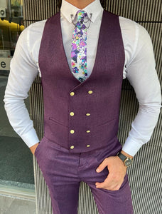 Bojoni Danielle Purple Slim Fit Peak Lapel Suit