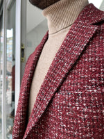 Load image into Gallery viewer, Verno  Burgundy Slim Fit Wool Long Coat-baagr.myshopify.com-Jacket-BOJONI
