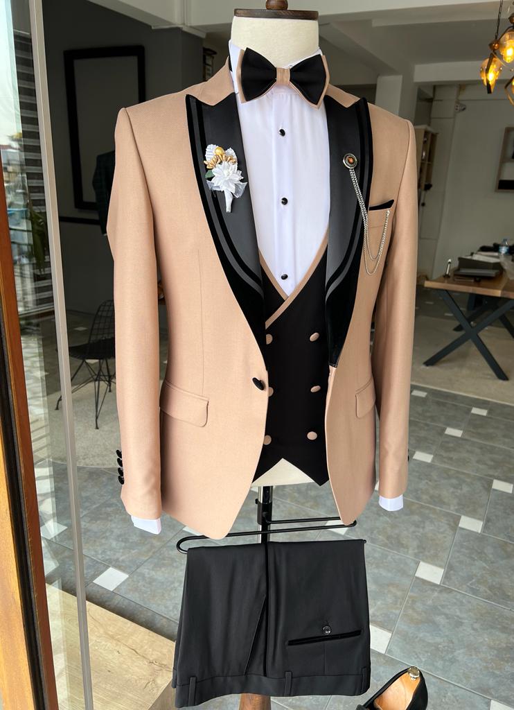 Bojoni Dayton Gold Slim Fit Velvet Peak Lapel Tuxedo BOJONI