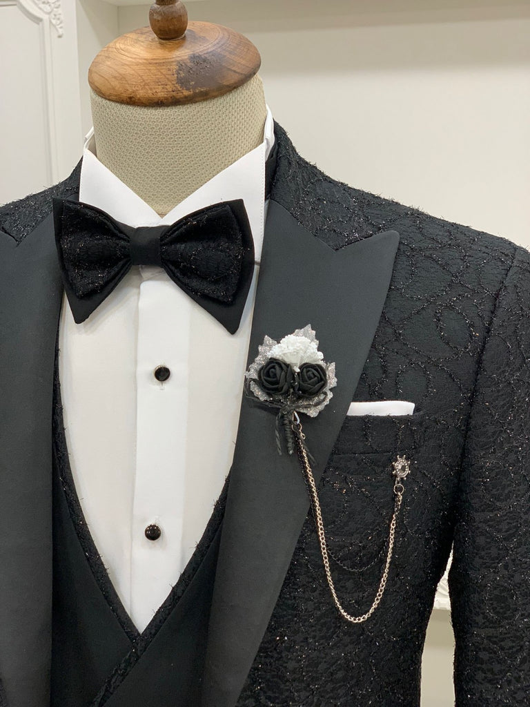 Partoni Diamond Black Slim Fit Tuxedo | BOJONI