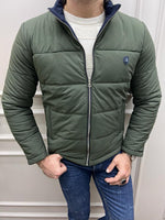 Load image into Gallery viewer, Rick Slim Fit Double Colored Khaki &amp; Dark Blue Quilted Coat
