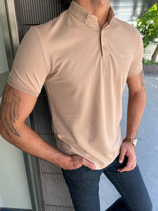 Giovanni Mannelli Slim Fit Beige Polo Tees