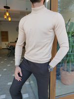 Load image into Gallery viewer, Bojo Slim Fit Long Sleeve Beige Turtleneck-baagr.myshopify.com-sweatshirts-BOJONI

