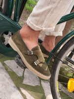 Load image into Gallery viewer, Kurni Khaki Double Buckled Suede Leather Shoes-baagr.myshopify.com-shoes2-brabion
