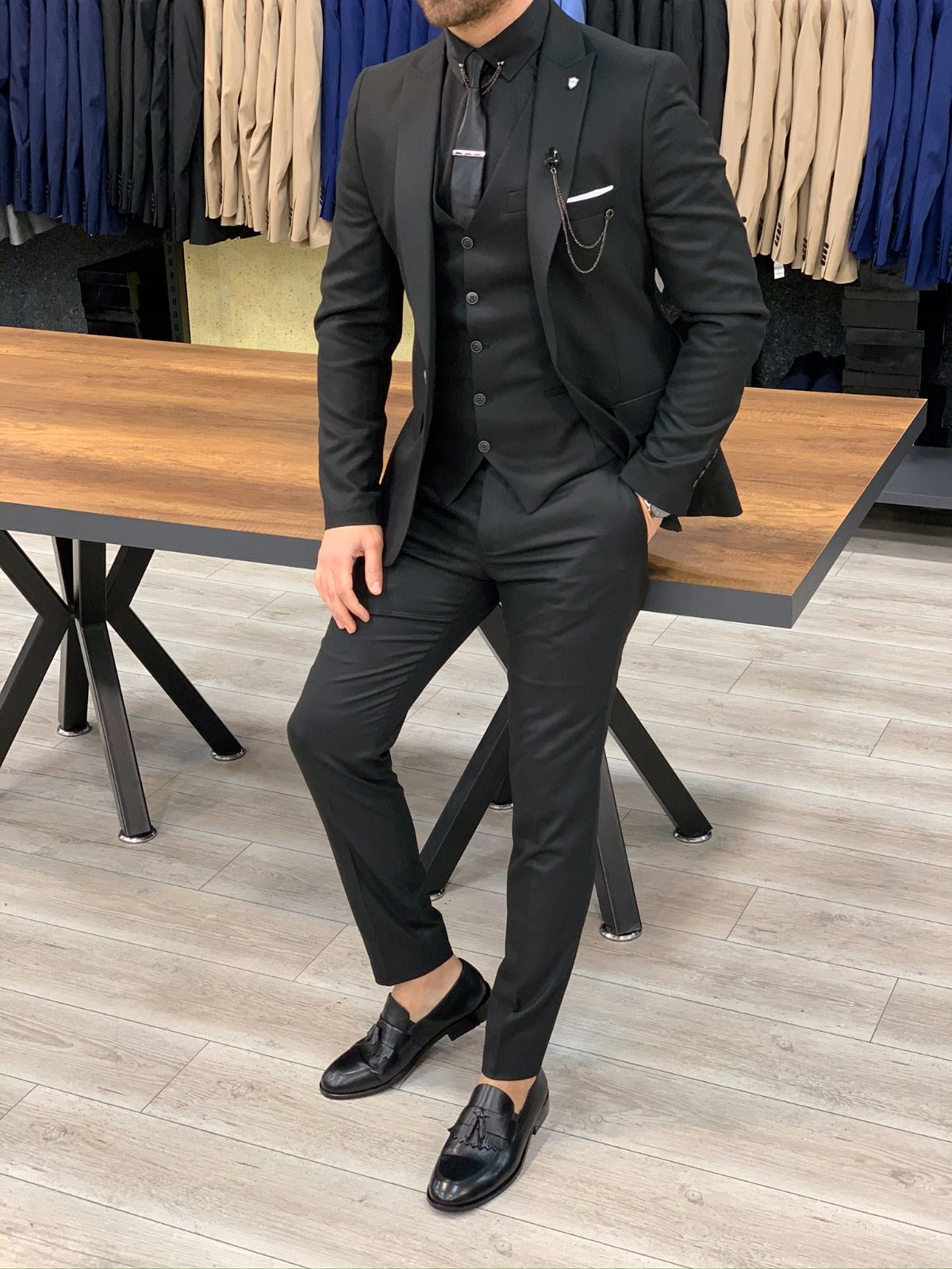 Doral Black Slim Fit Suit