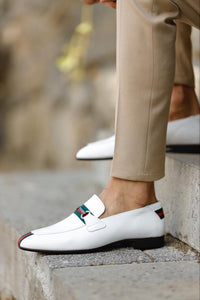 Bojoni Uluwatu  Custom White Stripe Design Loafer