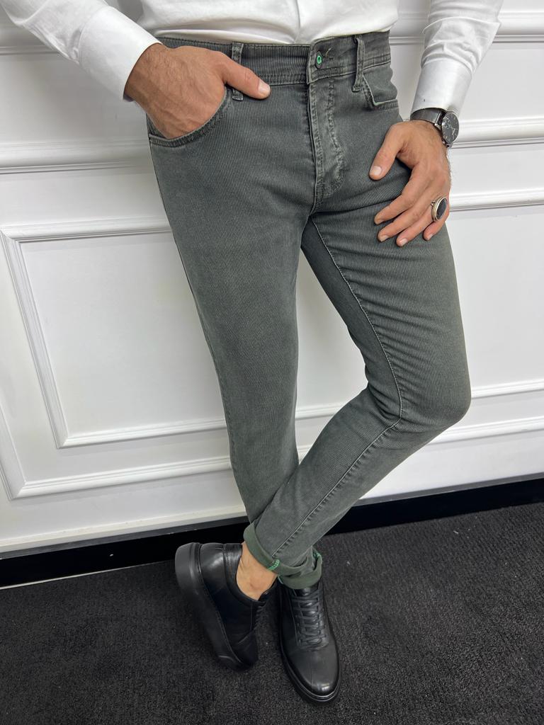 Leon Slim Fit Khaki Lycra Jeans