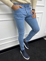 Load image into Gallery viewer, Leon Slim Fit Blue Lycra Jeans
