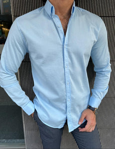 Giovanni Mannelli Slim Fit Blue Italian Fit Shirt
