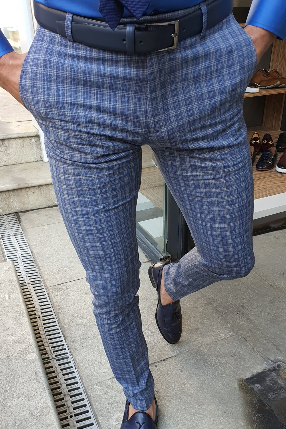 1960s Green and Blue Plaid Pants - M