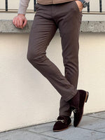 Load image into Gallery viewer, Bojoni Astoria Slim Fit High Quality Brown Patterned Anthracite Pants

