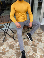Load image into Gallery viewer, Casani Yellow Slim Fit Mock Turtleneck Sweater-baagr.myshopify.com-sweatshirts-BOJONI
