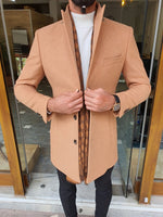 Load image into Gallery viewer, Bojo Beige Slim Fit Single Breasted Long Coat-baagr.myshopify.com-Jacket-BOJONI
