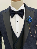 Load image into Gallery viewer, Partoni Diamond Navy Blue Slim Fit Tuxedo
