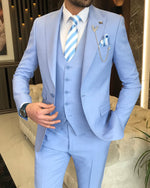 Load image into Gallery viewer, Bojoni Montreal Slim Fit Sky Blue Suit
