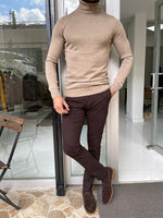 Load image into Gallery viewer, Bojo Light Brown Slim Fit Turtleneck Sweater-baagr.myshopify.com-sweatshirts-BOJONI
