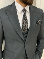 Load image into Gallery viewer, Shagori Gray Slim Fit Peak Lapel Suit
