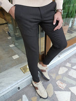 Load image into Gallery viewer, Bastoni Dark Brown Slim Fit Linen Pants-baagr.myshopify.com-Pants-BOJONI
