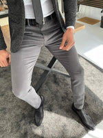 Load image into Gallery viewer, Bastoni Gray Slim Fit Cotton Lycra Pants-baagr.myshopify.com-Pants-BOJONI
