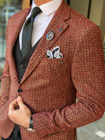 Load image into Gallery viewer, Abruzzo Brown Slim Fit Patterned Wool Suit-baagr.myshopify.com-suit-BOJONI

